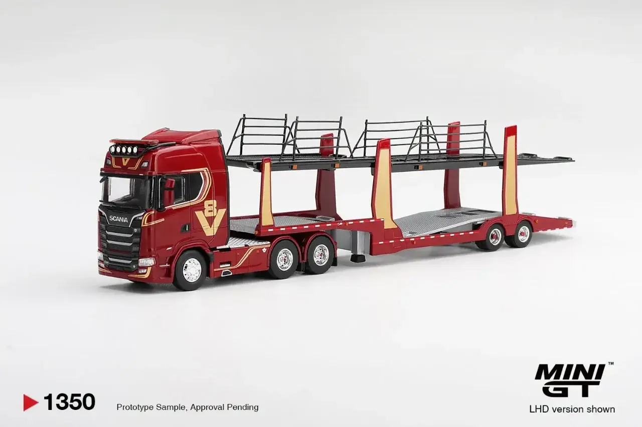 Scania Scania 770S A6x4NA Car Transporter V8 50th anniversary + Car transporter Red